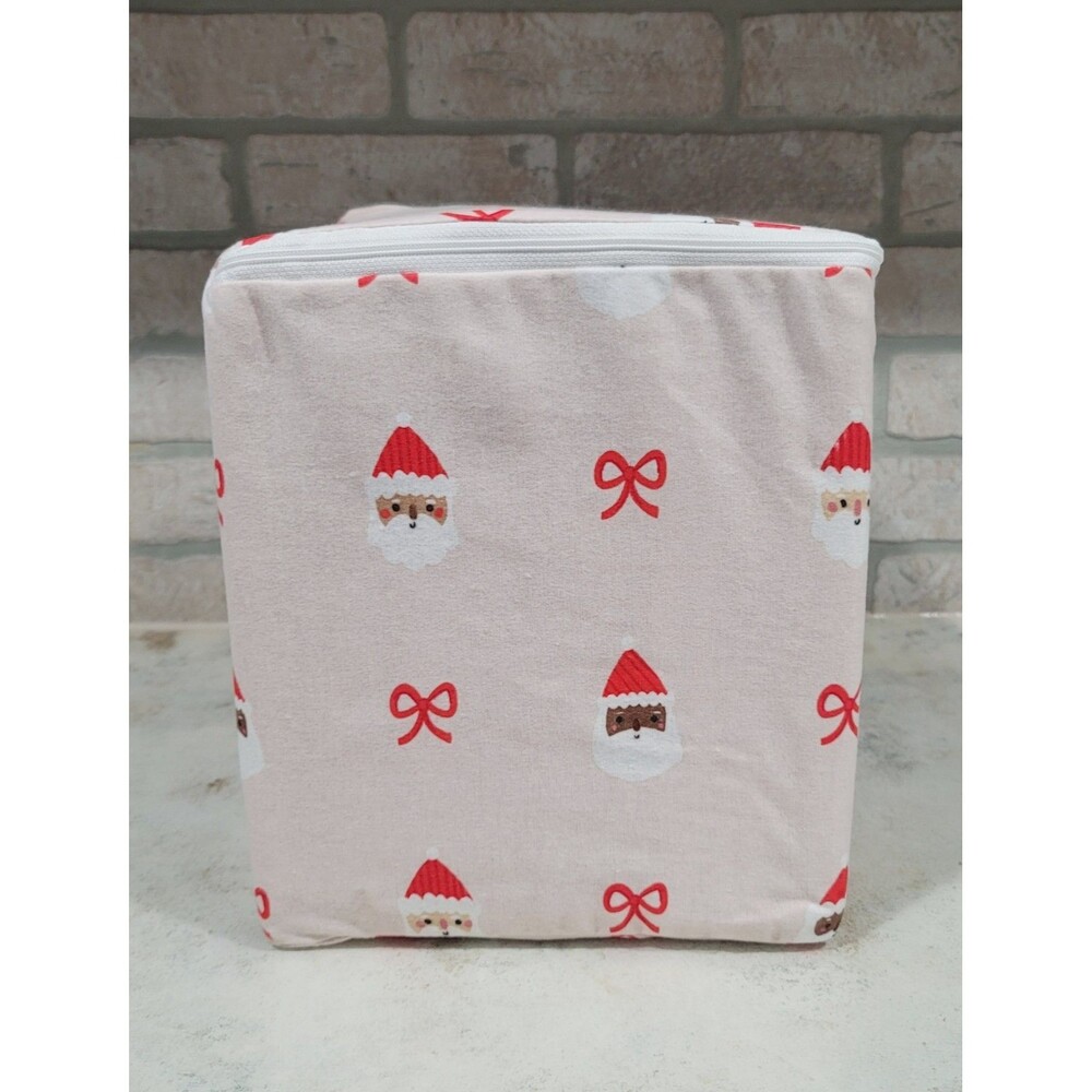 Cuddl Duds Santa Heads Heavyweight Cotton Flannel 4pc KING Sheet Set Deep Fit - Picture 4 of 7